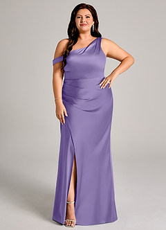 Azazie Madelyn Bridesmaid Dresses Tahiti Mermaid One Shoulder Stretch Satin Convertible Dress image9