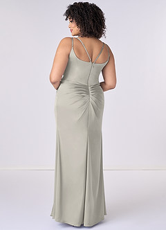 Barbie ♥ Azazie Final Sale Pebble Mermaid Pleated Stretch Satin Dress image8