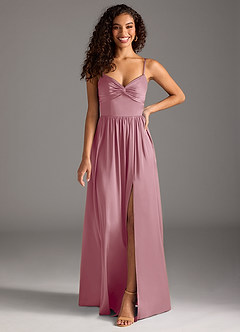 Azazie Zeya Bridesmaid Dresses Vintage Mauve A-Line Pleated Stretch Satin Dress image8