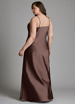 Azazie Jaleesa Bridesmaid Dresses Ganache Sheath High Neck Stretch Satin Dress image8