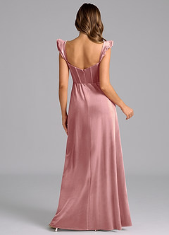 Azazie Denisse Bridesmaid Dresses Dusty Rose A-Line Ruched Velvet Dress image7