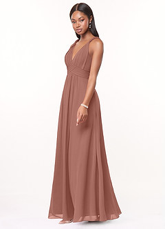Azazie Maren Bridesmaid Dresses Cedar Rose A-Line Pleated Chiffon Dress image3