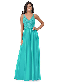 Azazie Amy Venta Final Vestido de Spa de Gasa de Corte En A con Encaje image8