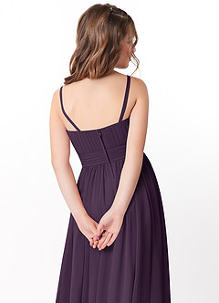 Azazie Astrid Junior Plum A-Line Floral Chiffon Dress image4