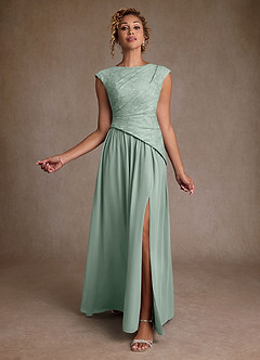 Azazie Kalleen Mother of the Bride Dresses Agave A-Line Pleated Chiffon Dress image2