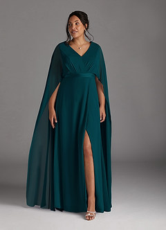 Azazie Isa Mother of the Bride Dresses Pine A-Line V-Neck Pleated Chiffon Dress image9