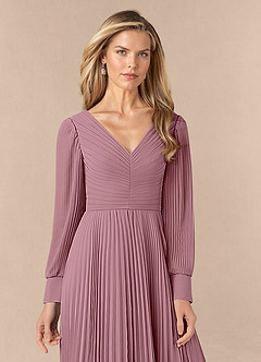 Azazie Zina Mother of the Bride Dresses Vintage Mauve A-Line Pleated Chiffon Dress image5