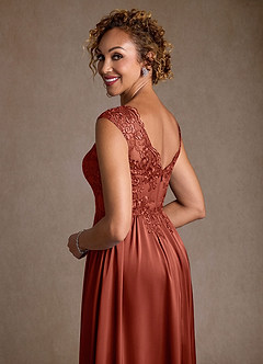 Azazie Amethyst Moeder van de bruid jurken A-Lijn Jurk van Kant Terracotta image7