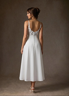 Azazie Xena Wedding Dresses Diamond White Cocoa A-Line Stretch Crepe Dress image2