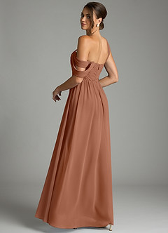 Azazie Kassandra Vestidos de damas de honor Vestido de Bronceador de Gasa de Corte en A con Vestidos sin tirantes image6