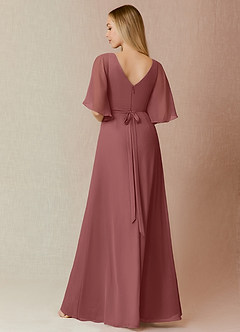 Azazie Cierra Bridesmaid Dresses Amethyst A-Line V-Neck Chiffon Dress image2