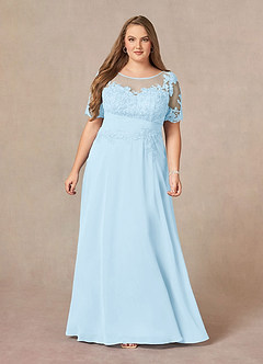 Azazie Raissa Kleider für die Brautmutter A-Linie Spitze Chiffon Kleid Himmelblau image12