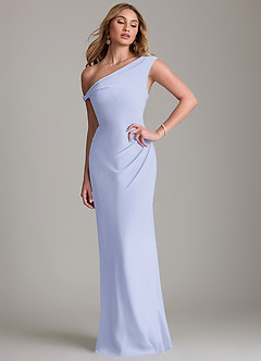 Azazie Emerson Bridesmaid Dresses Lavender Sheath Off the Shoulder Chiffon Dress image1