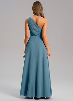 Azazie Phaedra Brautjungfernkleider A-Linie One-Shoulder Chiffon Kleid Bermudablau image2