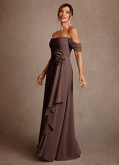 Azazie Amherst Abiti per la Madre della Sposa Abito A-Line in Chiffon a Spalla Scoperta Ganache image4