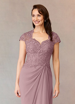 Azazie Junie Abiti per la Madre della Sposa Abito A-Line in Chiffon Pizzo Rosa Polverosa image5