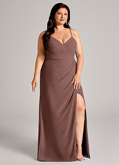 Azazie Maci Przymierzanie sukienek w domu Osłona Pofałdowany Szyfon Do ziemi Sukienka image11