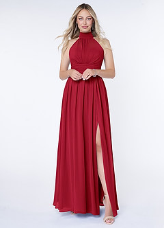 Azazie Iman Bridesmaid Dresses Scarlet A-Line A-Line Ruched Chiffon Dress image1