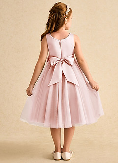 Azazie Twinsie Abiti da Ragazza di Fiori Abito A-Line in Tulle Fiocco Rosa Rossore image2