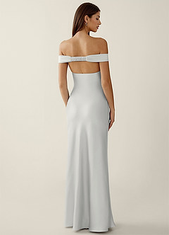 Gwendonme White Satin Crystal Linen Prom Dress image2