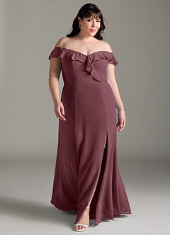 Azazie Sophie Bridesmaid Dresses Sangria A-Line Off the Shoulder Chiffon Convertible Dress image6