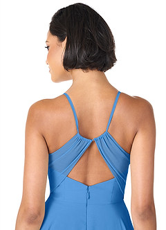 Azazie Avelina Bridesmaid Dresses Blue Jay A-Line V-Neck Pleated Chiffon Dress image5