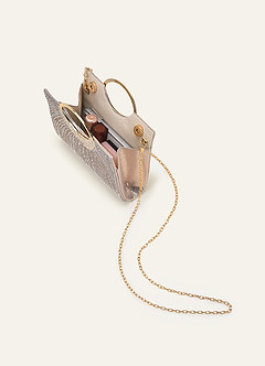 front Borsa a mano con strass di cristallo e manico circolare