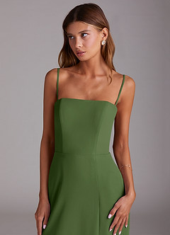 Azazie Wren Jurken voor bruidsmeisjes Jurk van Chiffon met A-Lijn Strapless Olijf image6