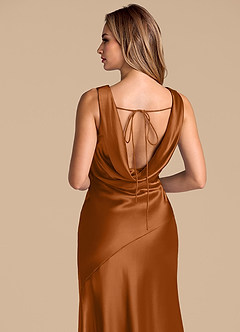 Azazie Rylina Brudtärnklänningar Klä av Sjöjungfru i Metallisk satin Koppar image2