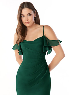 Azazie Emeralda Jurken voor bruidsmeisjes Jurk van Chiffon met Kolom Off the Shoulder Smaragd image6