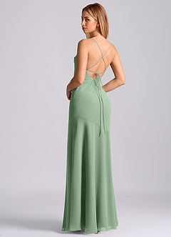 Azazie Grata 신부 들러리 드레스 인어 주름진 쉬폰 바닥 길이 드레스 image2