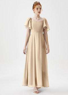 Azazie Chloe Junior Champagne A-Line Sweetheart Neckline Chiffon Dress image5