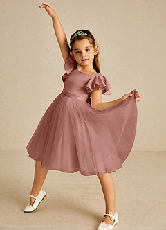 Azazie Kaeya Flower Girl Dresses Cedar Rose A-Line Bow Tulle Dress image2
