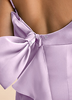 Azazie Lioren Junior Frosted Lilac Sheath Bow Stretch Satin Dress image6