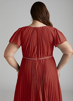 Azazie Kara Modest Bridesmaid Dresses A-Line Pleated Chiffon Floor-Length Dress image14