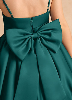 Azazie Davine vestidos de niña de las flores Vestido de Pavo Real de Satin Mate de Corte En A con Tirante Espagueti image10