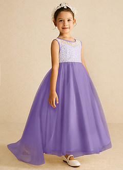 Azazie Tay Flower Girl Dresses Tahiti A-Line Sequins Tulle Dress image3