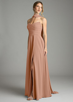 Azazie Ayla Abiti da Damigella Abito A-Line in Chiffon Scollo a Cuore Champagne Rosa image8