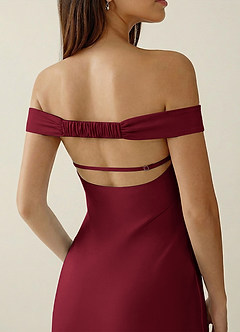 Gwendonme Merlot Satin Crystal Linen Prom Dress image6
