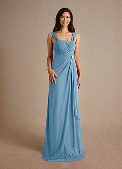 Azazie Clinton Mother of the Bride Dresses Steel Blue A-Line Pleated Mesh Dress image7