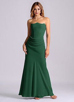 Azazie Debby Bridesmaid Dresses Dark Green Mermaid Strapless Chiffon Dress image1