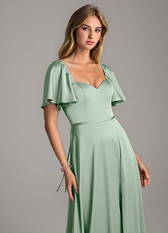 Azazie Chloe Bridesmaid Dresses Agave A-Line Sweetheart Neckline Stretch Satin Dress image6