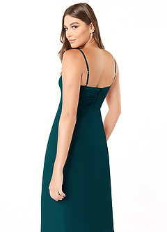 Azazie Justina At-home Try On Dresses Rust A-Line Sweetheart Neckline Chiffon Dress image6