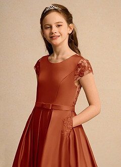 Azazie Bunny Junior Formal Jurken voor bloemenmeisjes Baljurk Jurk van Kant Paprika image4