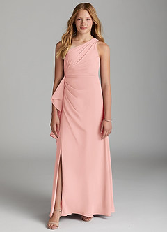 Azazie Maive Junior Vestido de Agave de Gasa de Corte en A con Plisado image2