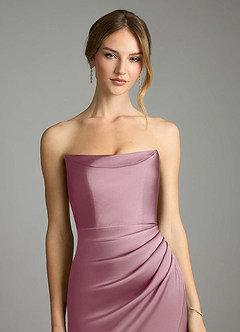 Azazie Leonis Bridesmaid Dresses Vintage Mauve Mermaid Pleated Stretch Satin Convertible Dress image4