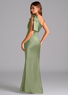 Azazie Yuanna Bridesmaid Dresses Pistachio Mermaid One Shoulder Stretch Satin Dress image6