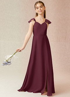 Azazie Everett Junior Vestido de Cabernet de Gasa de Corte En A image2