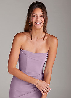 Azazie Leonis Bridesmaid Dresses Wisteria Sheath Strapless Chiffon Convertible Dress image6