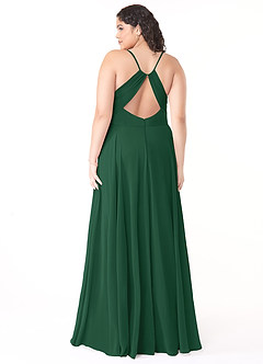 Azazie Avelina Bridesmaid Dresses Dark Green A-Line V-Neck Pleated Chiffon Dress image7